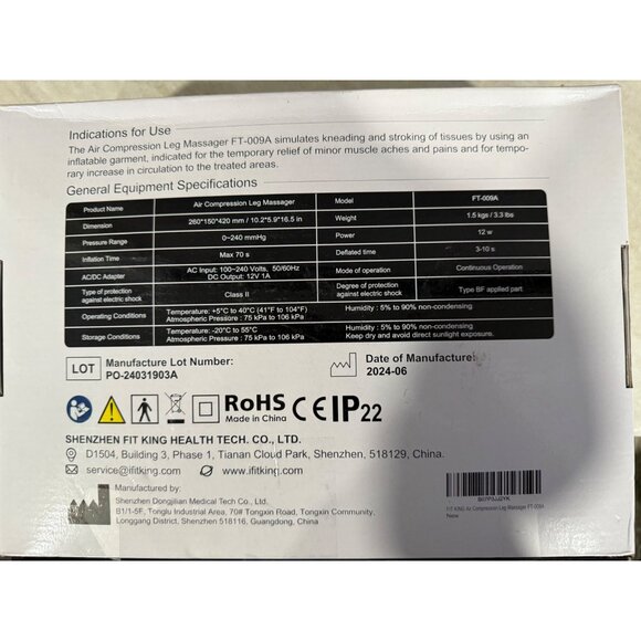 FIT KING Air Compression Leg Massager FT-009A With 2 Modes & 3 Intensities For P - Picture 2 of 7